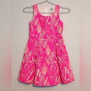 Milly Minis Vibrant Pink Geometric Kids Dress